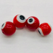 Load image into Gallery viewer, Lampwork Glass Eye Parcel of Round | 8 mm | Red | 4 Beads |