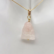 Load image into Gallery viewer, Namaste Hand Carved Rose Quartz Buddha and 14k Gold Filled Pendant, 1.5" Long - PremiumBead Alternate Image 10
