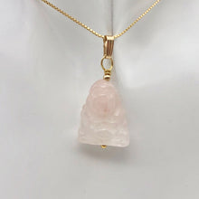 Load image into Gallery viewer, Rose Quartz Buddha Pendant Necklace|Semi Precious Stone Jewelry|14k Pendant