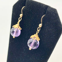 Load image into Gallery viewer, Royal Natural Amethyst 22K Gold Over Solid Sterling Earrings 310453A1x - PremiumBead Alternate Image 7