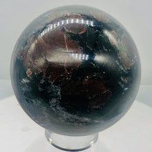 Load image into Gallery viewer, Astrophyllite Garnet Scry Sphere Round | 3" | Red/Black | 1 Sphere |