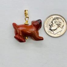 Load image into Gallery viewer, Brecciated Jasper Red Panda Bear 14K Gold Filled Pendant | 1" Long | Red | 1 |