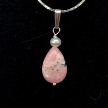 Load image into Gallery viewer, Rhodochrosite and Pearl Sterling Silver Pendant | 1 1/8 Inch Long | - PremiumBead Alternate Image 2
