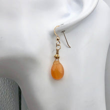 Load image into Gallery viewer, Mandarin Botswana Chalcedony Briolette Bead Earrings | Orange | 1 1/2" Long |
