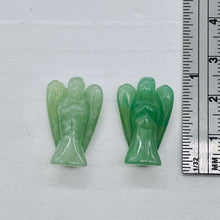 Load image into Gallery viewer, 2 Loving Hand Carved Green Aventurine Guardian Angels 9284AV | 21x14x8mm | Green