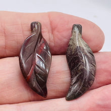 Load image into Gallery viewer, 2 Red Brecciated Jasper Carved Leaf Beads 8944