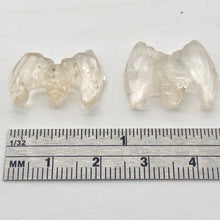 Load image into Gallery viewer, 2 Hand Carved Natural Quartz Bat Beads | 21x16x5mm | Clear