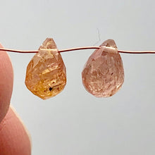 Load image into Gallery viewer, Imperial Topaz 2.5tcw Briolette | 7x4mm | Pink Orange | 2 Beads |