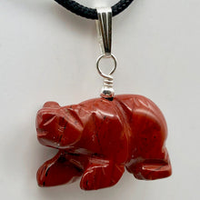 Load image into Gallery viewer, Natural Braciated Jasper Bear Sterling Silver Pendant | 13x18x9mm | Dark Brick Red - PremiumBead Alternate Image 4