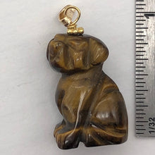 Load image into Gallery viewer, Tiger Eye Dog Pendant Necklace | Semi Precious Stone Jewelry | 14K Gold Filled |