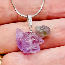 Load image into Gallery viewer, Just Nuts! Bi-Colored Amethyst Squirrel and Sterling Silver Pendant 509279AMS