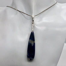Load image into Gallery viewer, Sodalite Sterling Silver Teardrop | 3" Long | Blue/White | 1 Pendant |