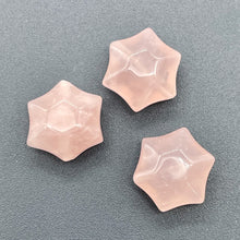 Load image into Gallery viewer, 3 Carved Rose Quartz 6-Point 16x9mm Star Beads 9245RQ | 16x9mm | Pink