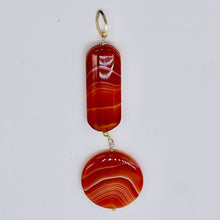 Load image into Gallery viewer, Sardonyx Large Round and Rectangle Pendant| 3 1/2" Long | Red/Orange/White |