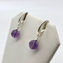 Load image into Gallery viewer, Royal Natural Untreated Faceted Amethyst Solid Sterling Silver Earrings 310453B - PremiumBead Primary Image 1
