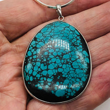 Load image into Gallery viewer, Natural Turquoise 86ct Sterling Silver Oval Pendant 2 1/4x1 1/2" Blue/Black|1|