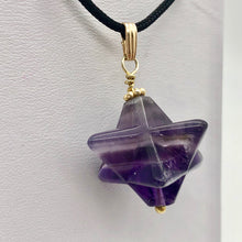 Load image into Gallery viewer, Kabbalah Carved Amethyst Merkaba Star and 14K Gold Filled Pendant 509288AMG - PremiumBead Alternate Image 2