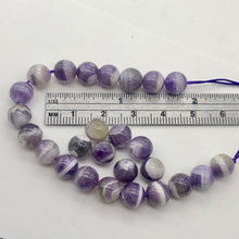 Load image into Gallery viewer, Amethyst Banded Round Bead Strand | 8mm | Purple/White | 52 Bead(s)