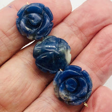 Load image into Gallery viewer, Charm 3 Hand Carved Blue Sodalite Rose Beads 10180P