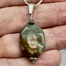 Load image into Gallery viewer, Owyhee Jasper Sterling Silver Drop Pendant | 1 3/4" Long| Green/Brown| 1 Pendant