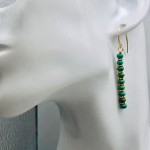 Load image into Gallery viewer, Unique Natural USA Green Turquoise 14K Gold Filled Earrings | 2" Long |