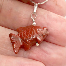 Load image into Gallery viewer, Jasper Koi Fish Pendant Necklace | Semi Precious Stone Jewelry|Silver Pendant - PremiumBead Alternate Image 2