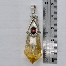 Load image into Gallery viewer, Carved Topaz Ruby Sterling Silver Pendant | 1 3/4" Long | Golden Red | 1 Pendant