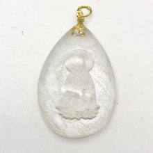 Load image into Gallery viewer, Reverse Carved Quan Yin Goddess Rutilated Quartz 14Kgf Pendant | 40x29x8mm | - PremiumBead Alternate Image 5