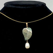 Load image into Gallery viewer, Pretty Ocean Jasper Carved Autumn Leaf Bead and Pearl Pendant | 1 3/4" Long |