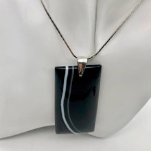 Load image into Gallery viewer, Sardonyx Agate & Sterling Silver Pendant | 65x30x5mm | Black | Rectangle | - PremiumBead Alternate Image 8