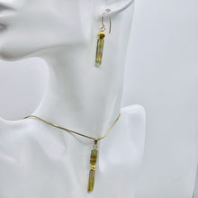 Load image into Gallery viewer, Yellow Fluorite Tube Earrings and Pendant Matched Set 14K Gold Filled Findings