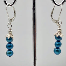 Load image into Gallery viewer, Shining Teal Fresh Water Pearl Sterling Silver Lever Back Earrings | 1/2" long | - PremiumBead Primary Image 1