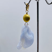 Load image into Gallery viewer, Chalcedony 14K Gold Filled Druzy Crystal Flower Pendant | 2 1/2" Long | Blue |