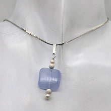 Load image into Gallery viewer, Blue Chalcedony FW Pearl Sterling Silver Drop Pendant | 1 5/8" Long |
