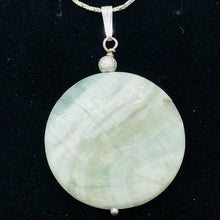 Load image into Gallery viewer, Wavy Hemimorphite Disc Dangle Sterling Silver Pendant| 1 3/4" Long| Aqua/Green |