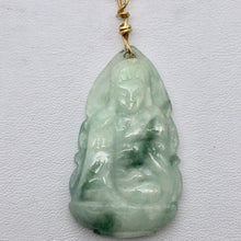 Load image into Gallery viewer, Precious Stone Jewelry Carved Quan Yin Pendant in Green White Jade and Gold - PremiumBead Primary Image 1