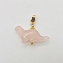 Load image into Gallery viewer, Rose Quartz Diplodocus Dinosaur Pendant Necklace|Animal Jewelry|14k Pendant