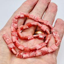 Load image into Gallery viewer, Natural Rhodochrosite 8mm Square Bead (25 Beads) 8 inch Strand