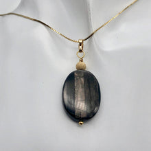 Load image into Gallery viewer, Hypersthene 14k Pendant |1 3/4 inch long | Silver-black | Oval | 14k Pendant
