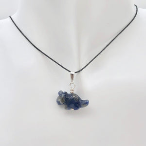 Sodalite Triceratops Dinosaur with Sterling Silver Pendant 509303SDS | 22x12x7.5mm (Triceratops), 5.5mm (Bail Opening), 7/8" (Long) | Blue - PremiumBead Alternate Image 3