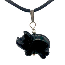 Load image into Gallery viewer, Black Obsidian Pig Pendant Necklace |Semi Precious Stone Jewelry|Silver Pendant|