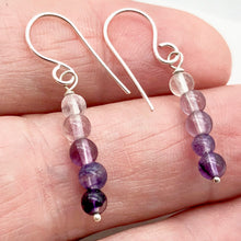 Load image into Gallery viewer, Enchanting Fluorite 4mm Bead Dangle Silver Earrings! | 1 3/8" Long |