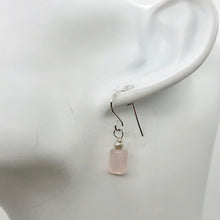 Load image into Gallery viewer, Madagascar Rose Quartz Tube Bead Sterling Silver Semi Precious Stone Earrings - PremiumBead Alternate Image 4