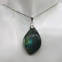Load image into Gallery viewer, Labradorite Sterling Silver Natural | 1 1/2" Long | Blue/Golden | 1 Pendant |