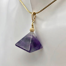 Load image into Gallery viewer, Amethyst Pyramid Pendant Necklace | Semi Precious Stone Jewelry | 14k Pendant - PremiumBead Alternate Image 10