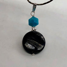 Load image into Gallery viewer, Hypersthene, Turquoise Drop Sterling Silver Pendant| 1 1/2" Long| Silvery, Blue|