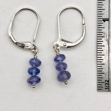 Load image into Gallery viewer, Tanzanite Sterling Silver Lever Back Earrings | 1 Inch Long | 3 Beads |