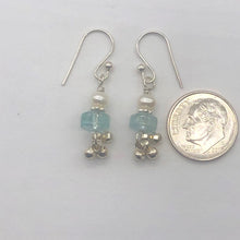 Load image into Gallery viewer, Aquamarine Pearl Drop Earrings | 1 1/4" Long | Blue White | 1 Pair |
