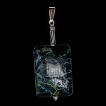 Load image into Gallery viewer, Tsunami Stone Sterling Silver Rectangle Pendant | 35x25x7.5mm | Green White |