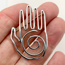 Load image into Gallery viewer, Fancy! One 8 Gram Sterling Silver Hand Lapel Pin Brooch | 1 1/4 x 2 3/4 inch |